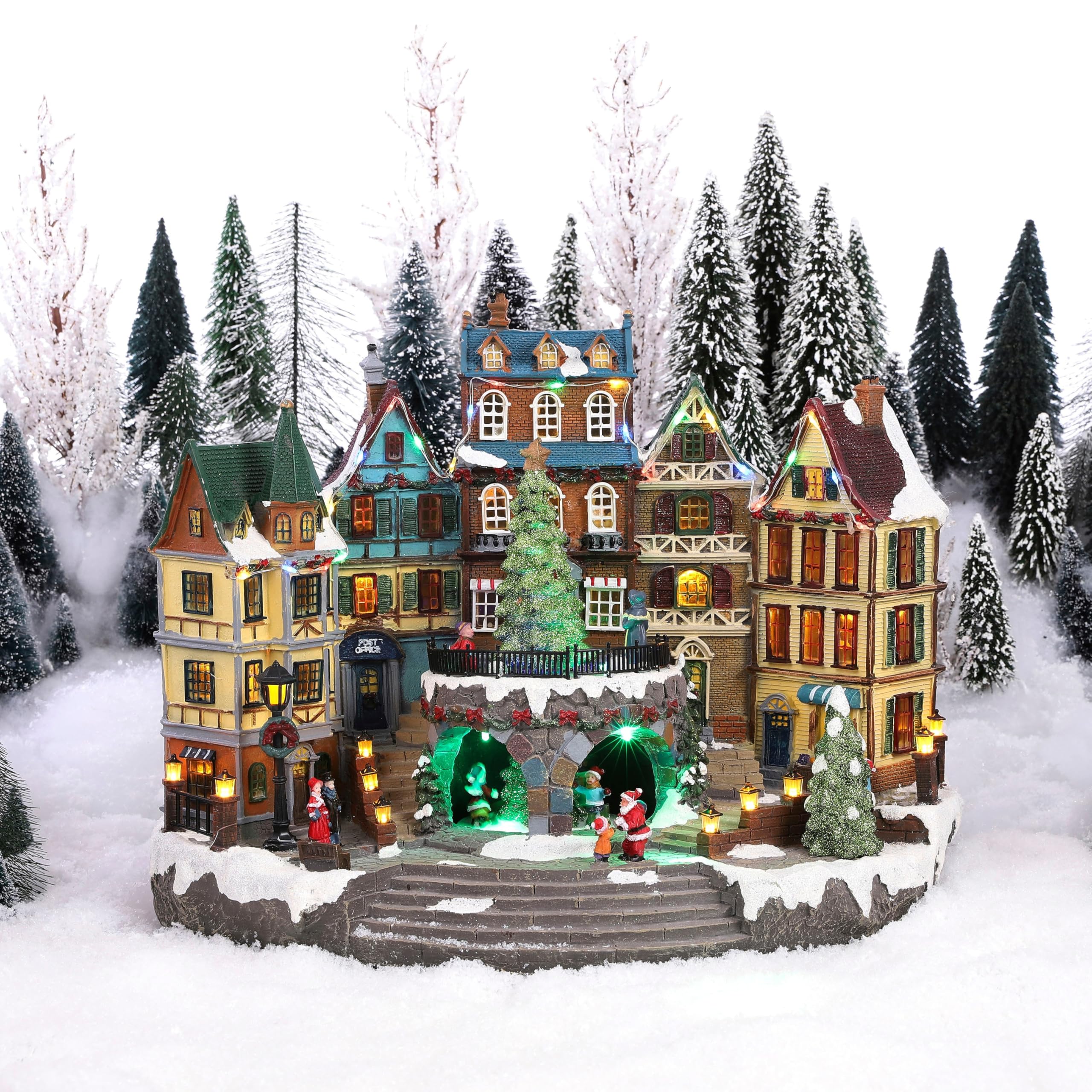 Luville - Village Scenery with Christmas Tree with Adapter Included - Weihnachtshäuser & Weihnachtsdörfer
