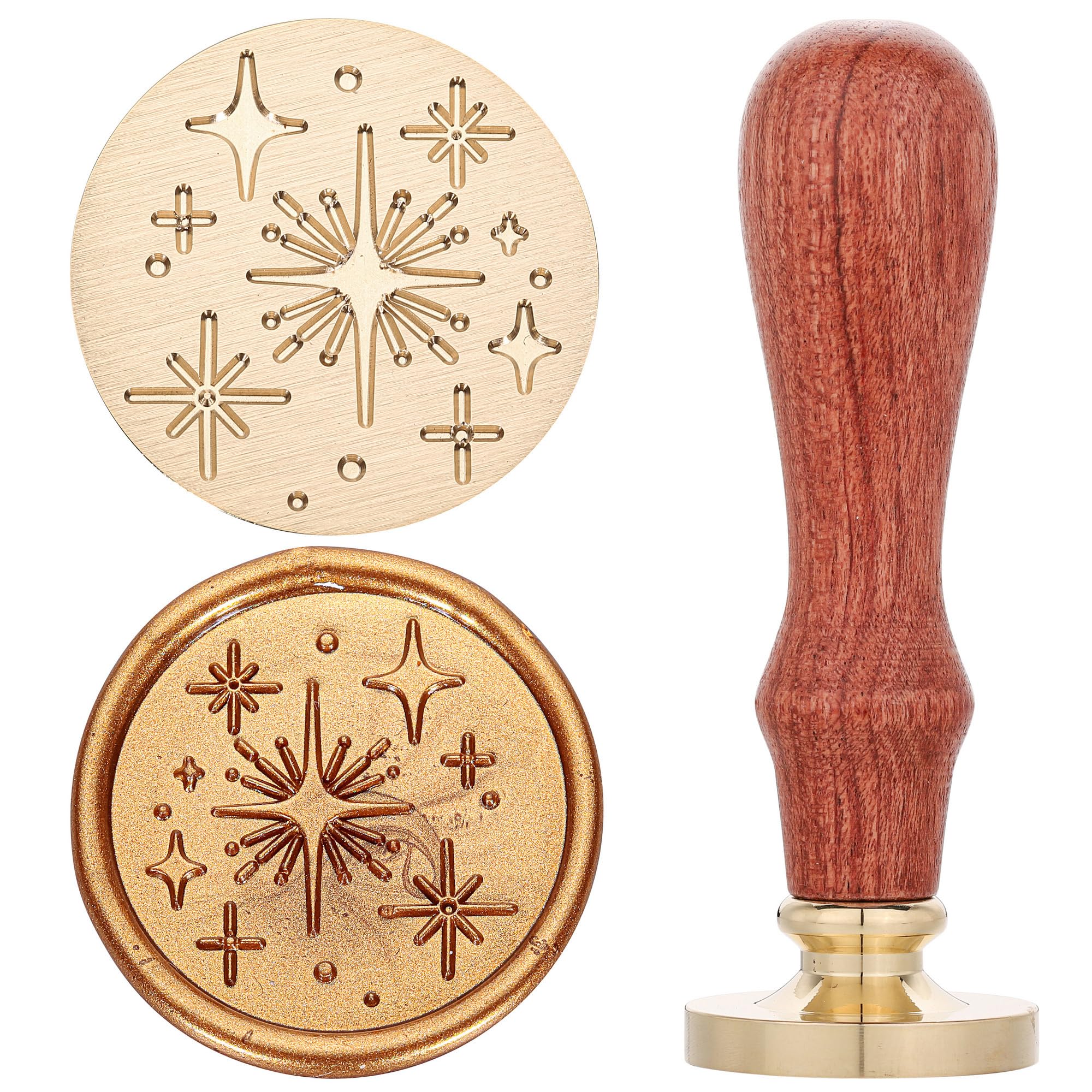 FilhomeStar Wax Seal Stamp Vintage Retro Classical Wax Seal Stamp Valantines Gift for Lovers Copper Stamp with Fancy Pattern Star