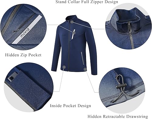 Miniatura 4 de MoFiz Chándal deportivo para hombre, sudadera deportiva cómoda, pantalones deportivos casuales, chaqueta con cremallera completa, 2 piezas