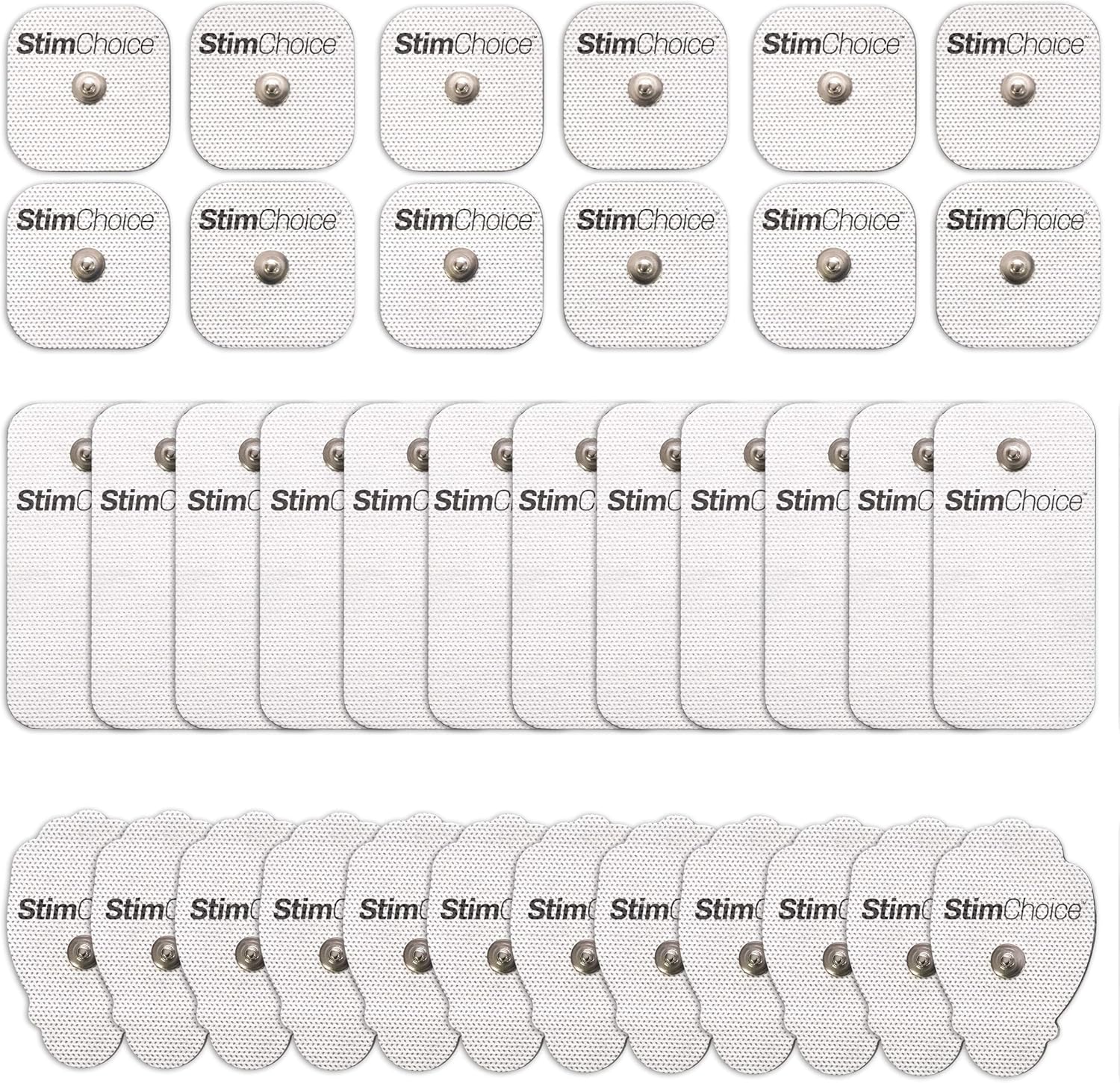 StimChoice TENS Unit Pads Snap Electrodes, 36 Count Variety