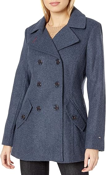 Women's wool pea coat with hood Clearance