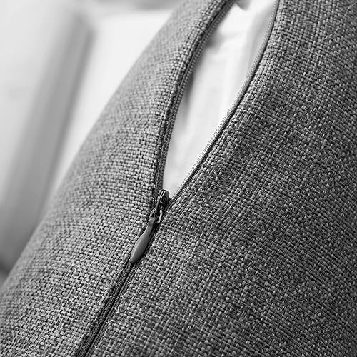 Miniatura 4 de Home Brilliant Juego de 2 fundas de almohada decorativas de lino de arpillera, fundas de almohada para sofá, 24 x 24 pulgadas, color gris oscuro