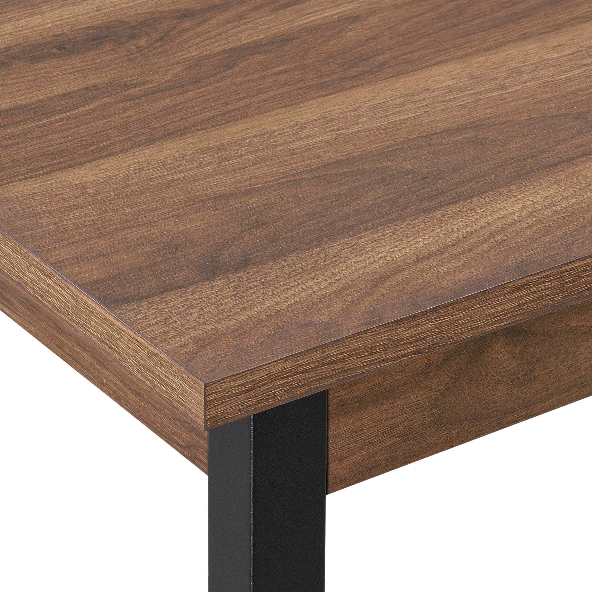 [en.casa] Table de Salle à Manger Table de Cuisine Bureau MDF Mélaminé Acier Revêtu par Poudre 120 cm x 60 cm x 75 cm Effet Noyer Noir