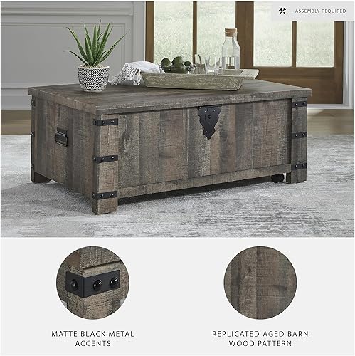 Miniatura 4 de Ashley Furniture Hollum - Mesa de cóctel con parte superior elevadora de madera en marrón y negro