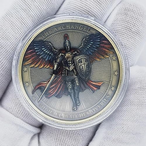 Miniatura 6 de Arcángel Miguel Challenge Moneda Arte Religioso Coleccionable con Escrituras Inspiradoras Salmo 9110  11 (moneda individual)