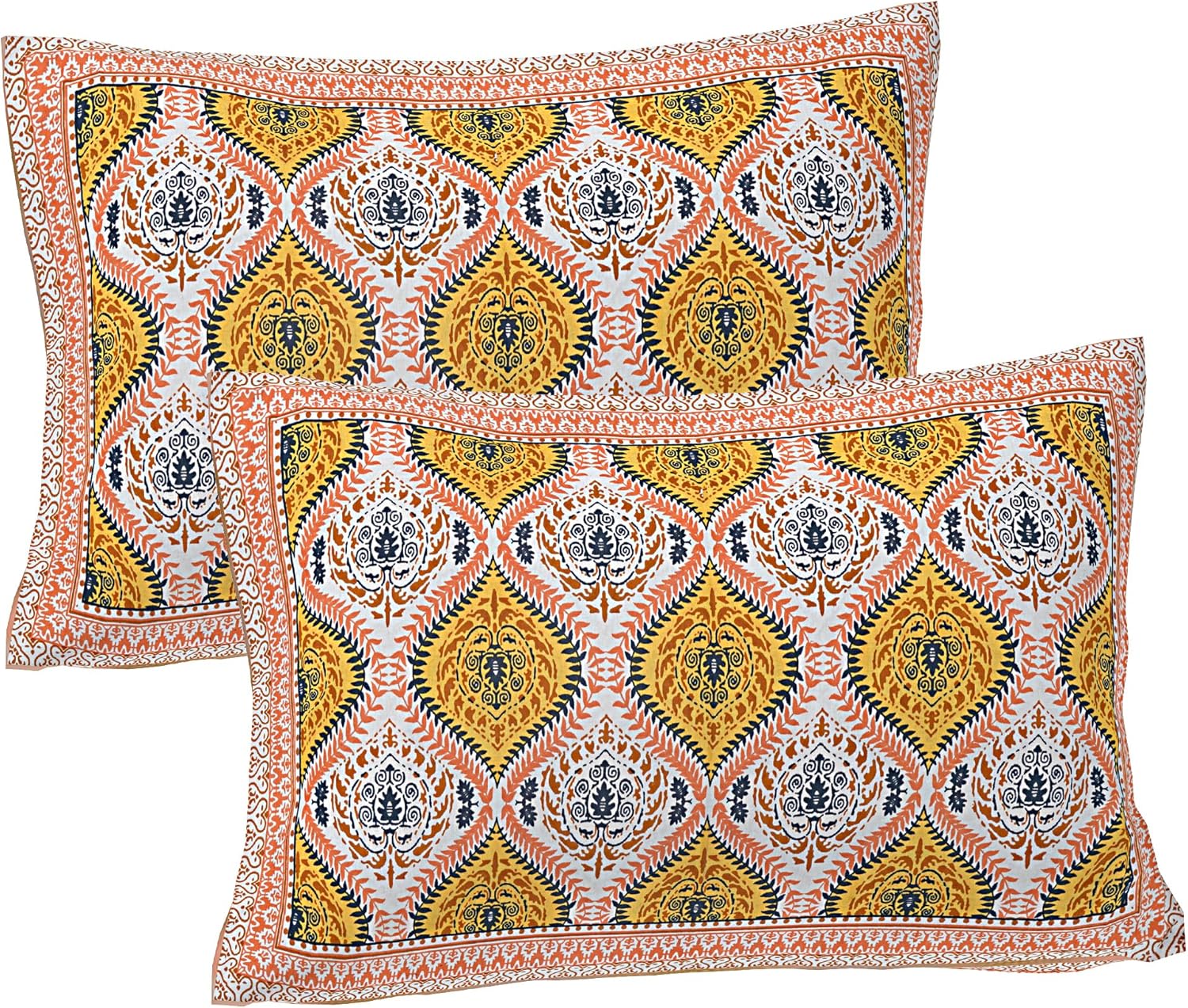 Soft Cotton King Size Bedsheet for Double Bed with 2 Pillow Covers 280 TC Flat Sheet Jaipuri Print Double BedSheet Cotton(Size 100 X 108 Inches) (Multicolor-03)