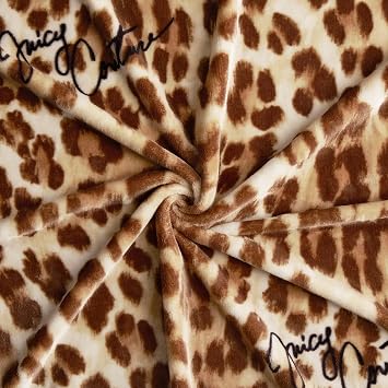 Juicy Couture - Throw Blanket | Regent Leopard | Plush and Cozy | Decorative Blankets for Sofas, Chairs and Beds| Luxurious and Soft | Chic Home Decor | Measures 50 x 70 | Brown