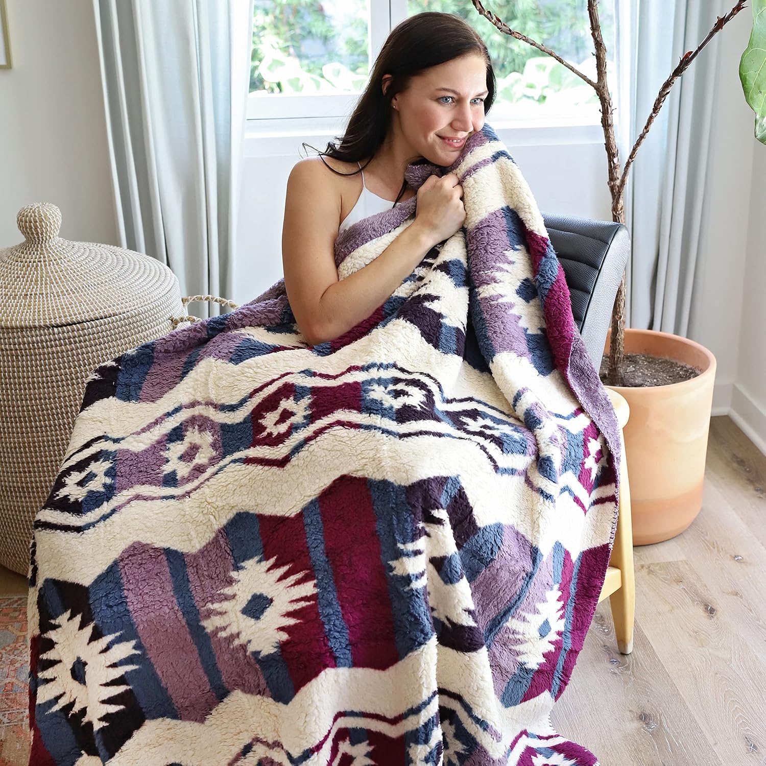 Southwest Throw Blanket,Aztec Blanket for Couch,Reversible Comfy Fluffy ...