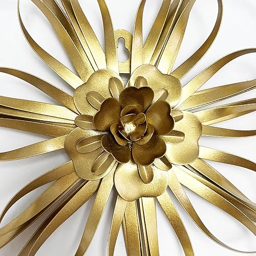 Miniatura 3 de Remenna Juego de 2 flores de metal para decoración de pared, múltiples flores colgantes para baño, sala de estar, hogar, oficina, jardín, cocina