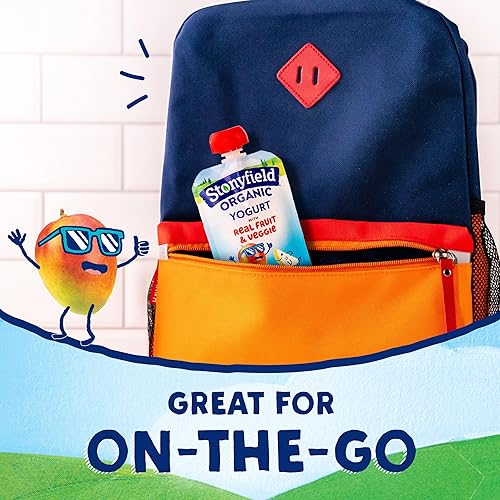 Miniatura 5 de Stonyfield Organic Bolsas de yogur de leche entera para niños, 3.5 onzas, cada unidad, verduras de fruta real, mango de espinacas y pera, (paquete