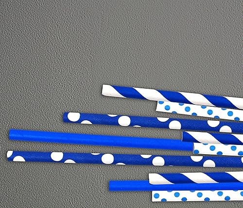 Pomp Pajitas de papel decorativas 100% biodegradables color azul bebé (100 unidades) | Pajitas de bebida de tamaño estándar ecológicas de larga