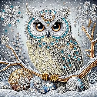 SuuTang 5D Special Shape Owl Diamond Art Painting Kits for Adults, Crystal Rhinestones Diamond Painting, Gem Art Diamond Dots Crafts for Beginners DIY, Home Wall Christmas Decor Gift, 12x12inch