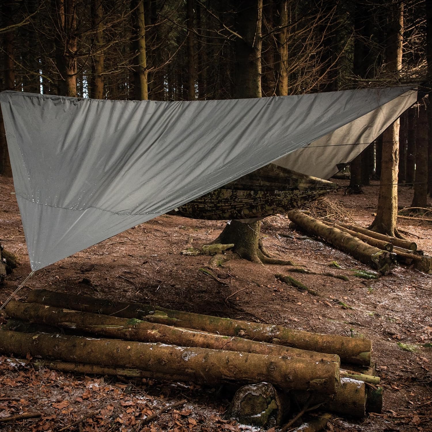 Snugpak All-Weather Shelter G2 WGTE - 3x3m Tarp & Emergency Shelter - 100% Waterproof Camping Tarp with UV30 Protection - Tent Tarp For Bushcraft & Camping - With Guy-Lines & Alloy Tent Pegs (Olive)