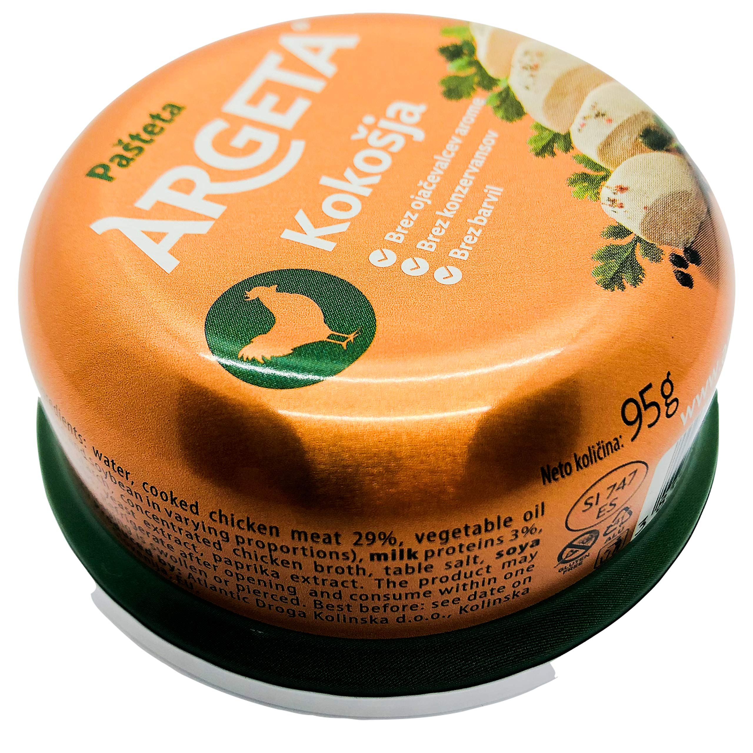 ARGETA Premium Exquisite Chicken Pate – 14 Tins of Excellent and Delicious Pate – Natural Aroma – Preservatives and Gluten Free – 1335 g (95 g per pot x 14)