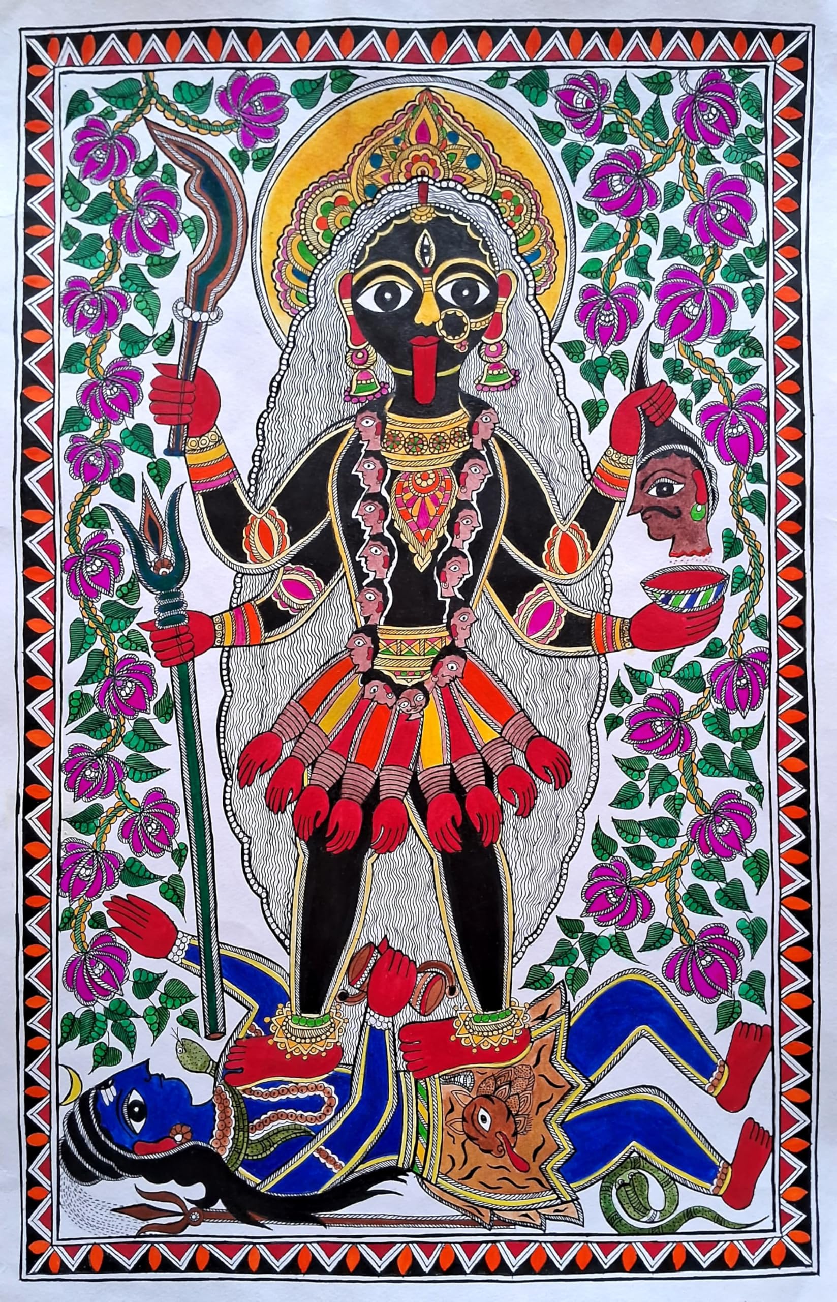 Ma Kaali Madhubani Painting | Authentic Mithila Artwork-image-40