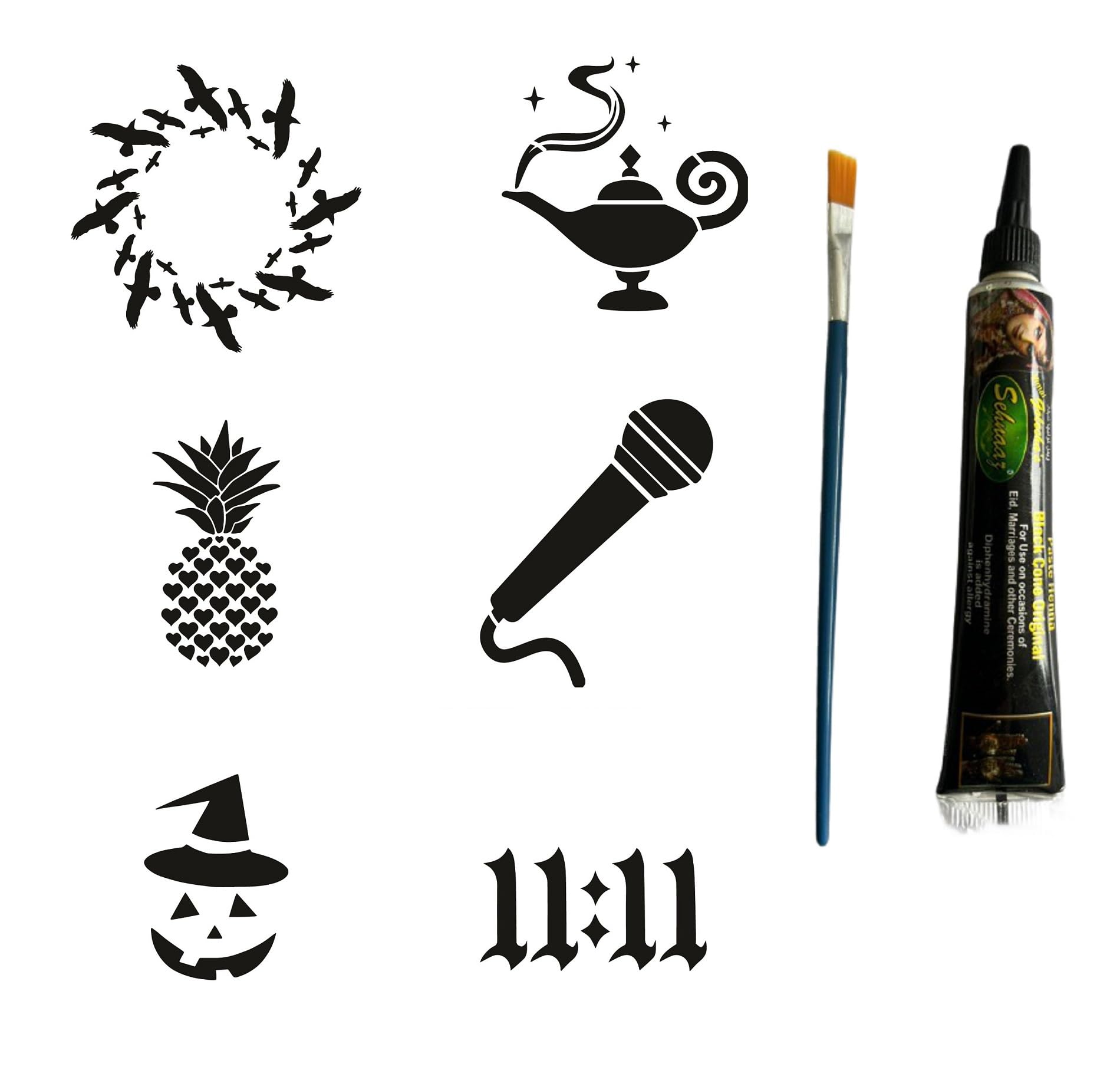 Hayalperest Modeller Tüp Kına ve Fırça hediyeli Tattoo Geçici Dövme Seti