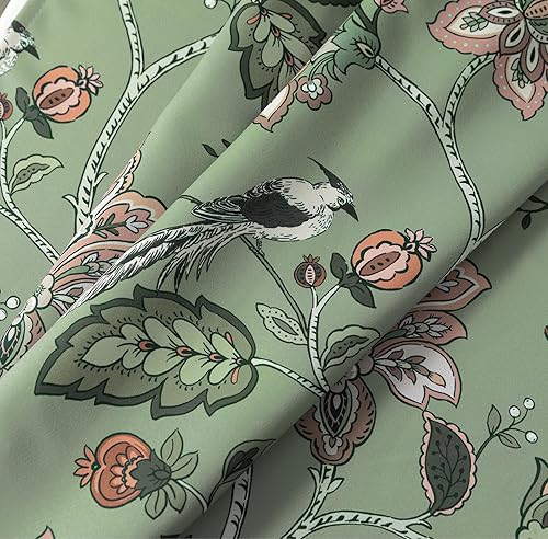 Miniatura 9 de Lindas cortinas opacas de 63 pulgadas de largo para dormitorio, 70% negras, oscurecimiento de la habitación, bolsillo para barra, patrón floral