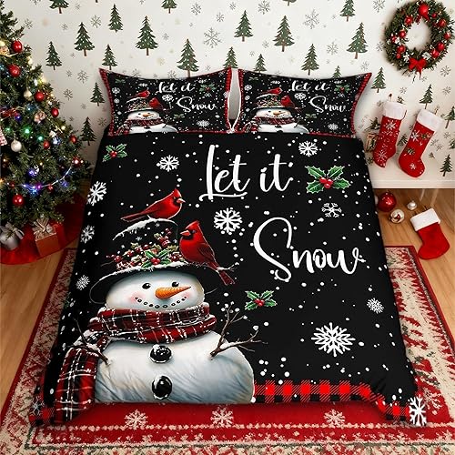 Vista 55 de Juego de funda de edredón rosa de Navidad para niñas, tamaño matrimonial, lindo juego de ropa de cama de dibujos animados de pingüino de Papá Noel