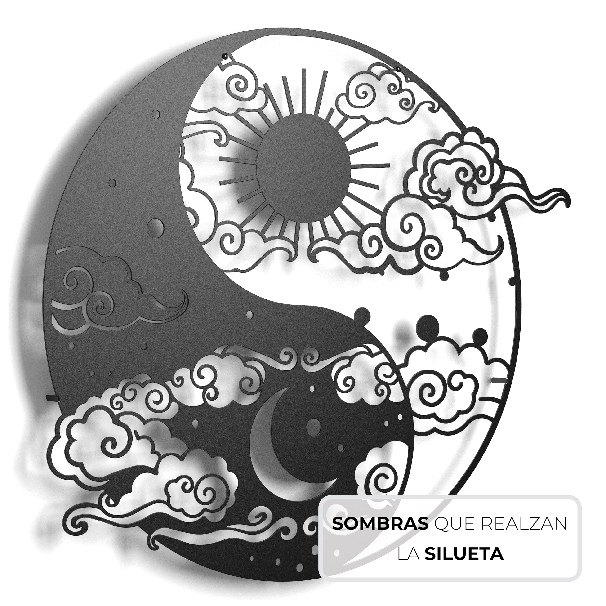 Autocollant Mural Yin Yang – Vinyle Noir, Déco Zen, Retirable, Z1104