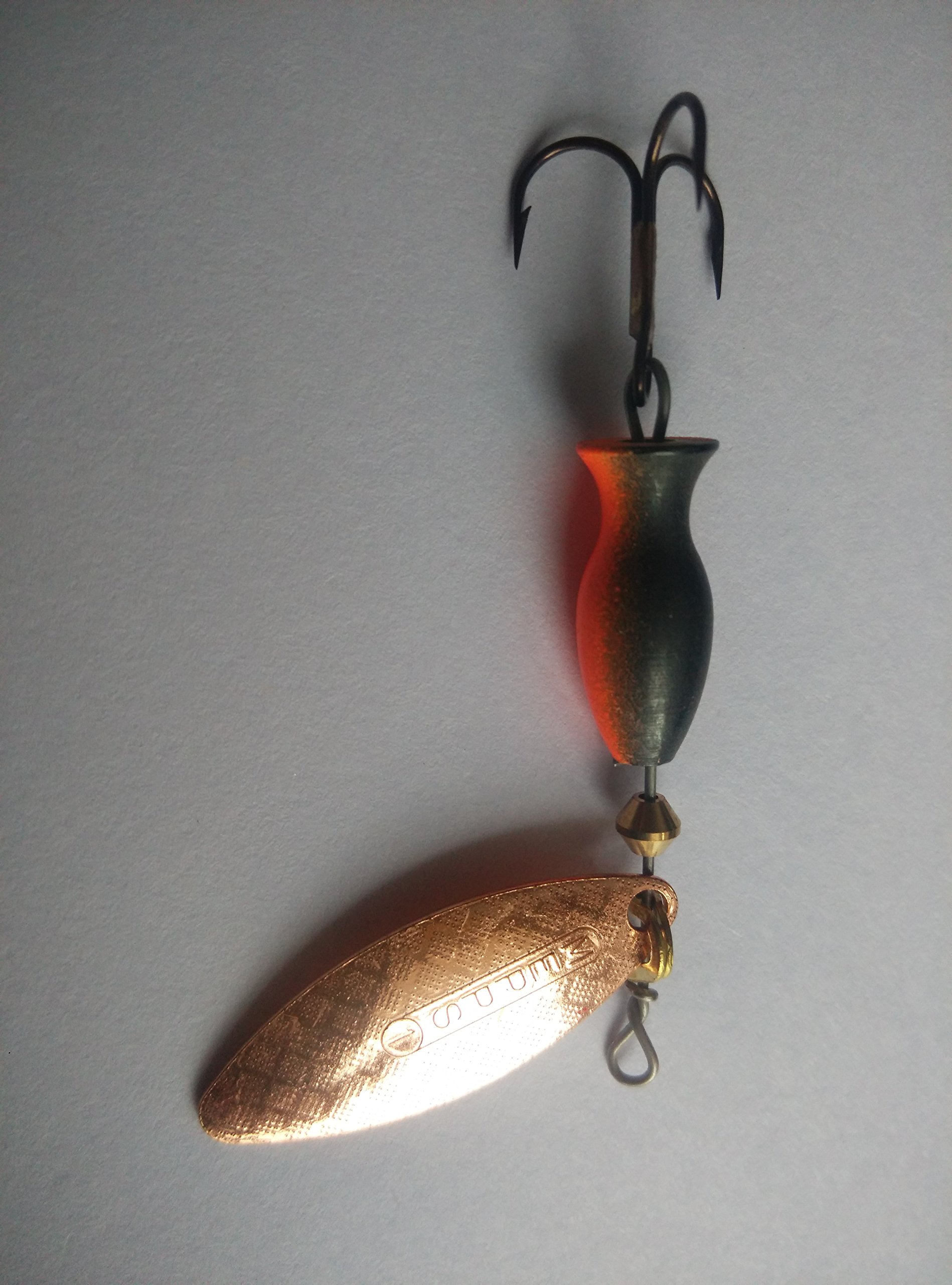 Mepps Aglia Spinner - Treble Hook Heavy Bronze/BL/OR Size 1