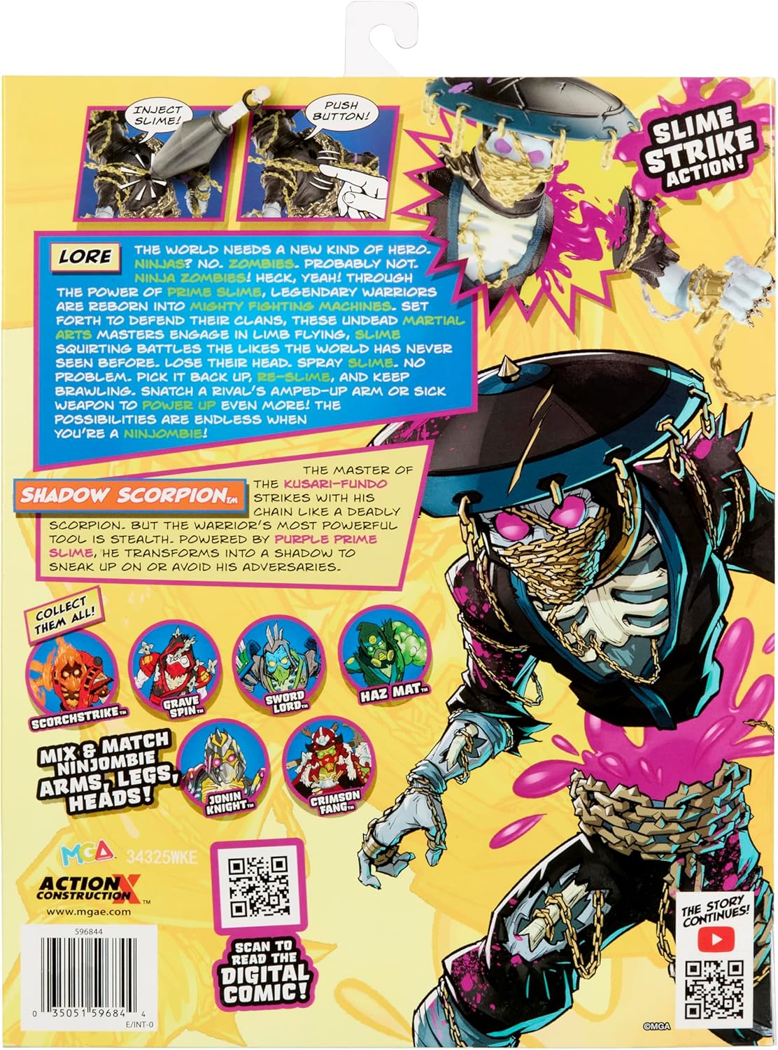 MGA Entertainment Ninjombie Action Figure - Shadow Scorpion, Boys Action Ninja Zombie Slime Monster Action Figure, Ages 6 +
