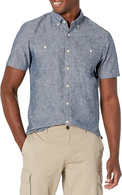 Slim-Fit Short-Sleeve Chambray Shirt 