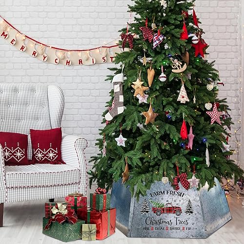 Miniatura 7 de cocomong Collar de metal para árbol de Navidad, anillo de árbol de Navidad, collares de árbol de Navidad para árboles artificiales, collar de árbol