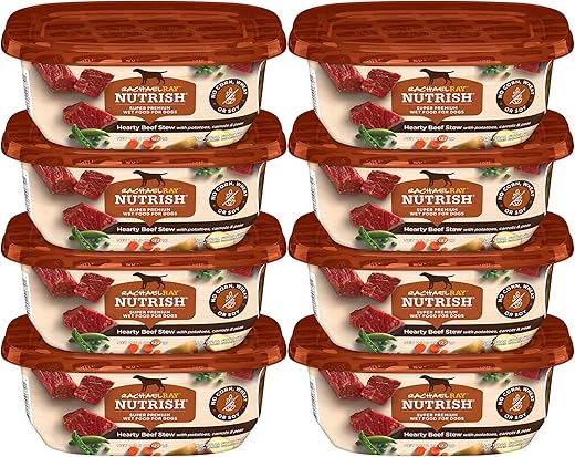 Rachael Ray Nutrish Premium Natural Wet Dog Food, Hearty Beef Stew Recipe, 8 Ounce (Pack of 8)