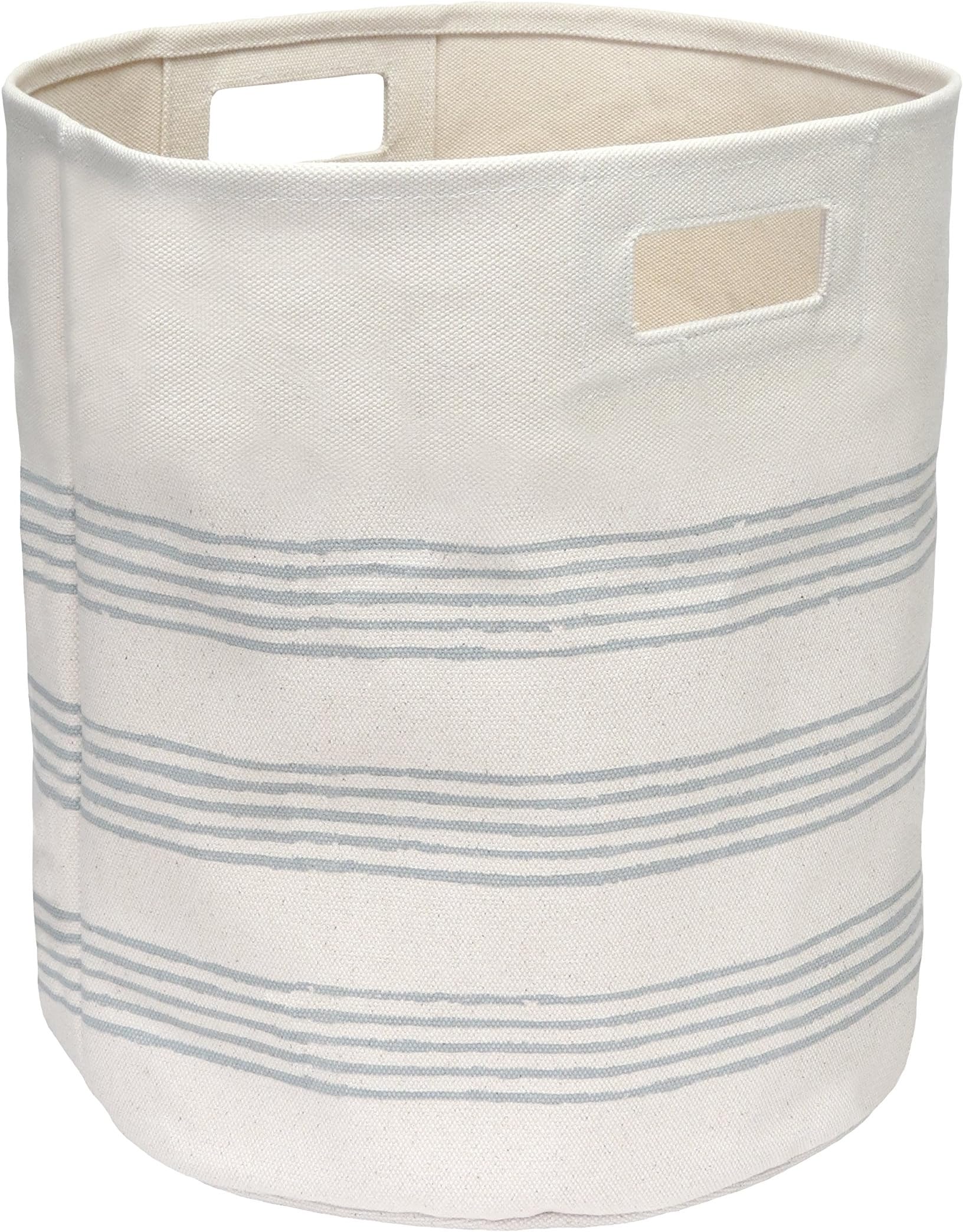 HOM Essence 6588 Canvas Storage Bins with Natural Lines, 14 by 16 by 14-Inch, Cream