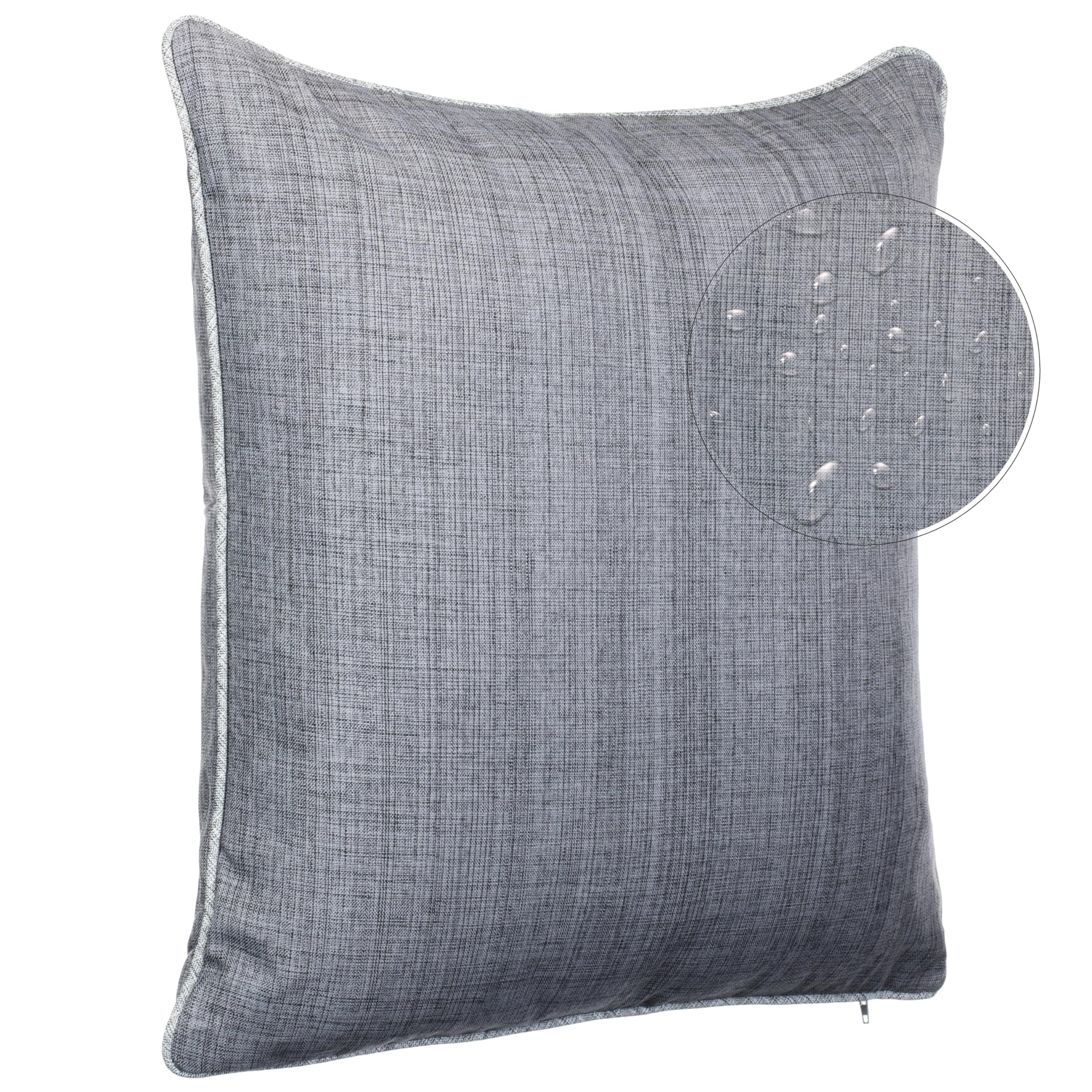 Brandsseller Set di 4 Cuscini da Esterno 45x45 cm – Cuscini Decorativi con Elegante Bordino a Contrasto effetto Lino – Idrorepellenti e Antimacchia per Giardino, Balcone, Terrazza e Divano - Grigio