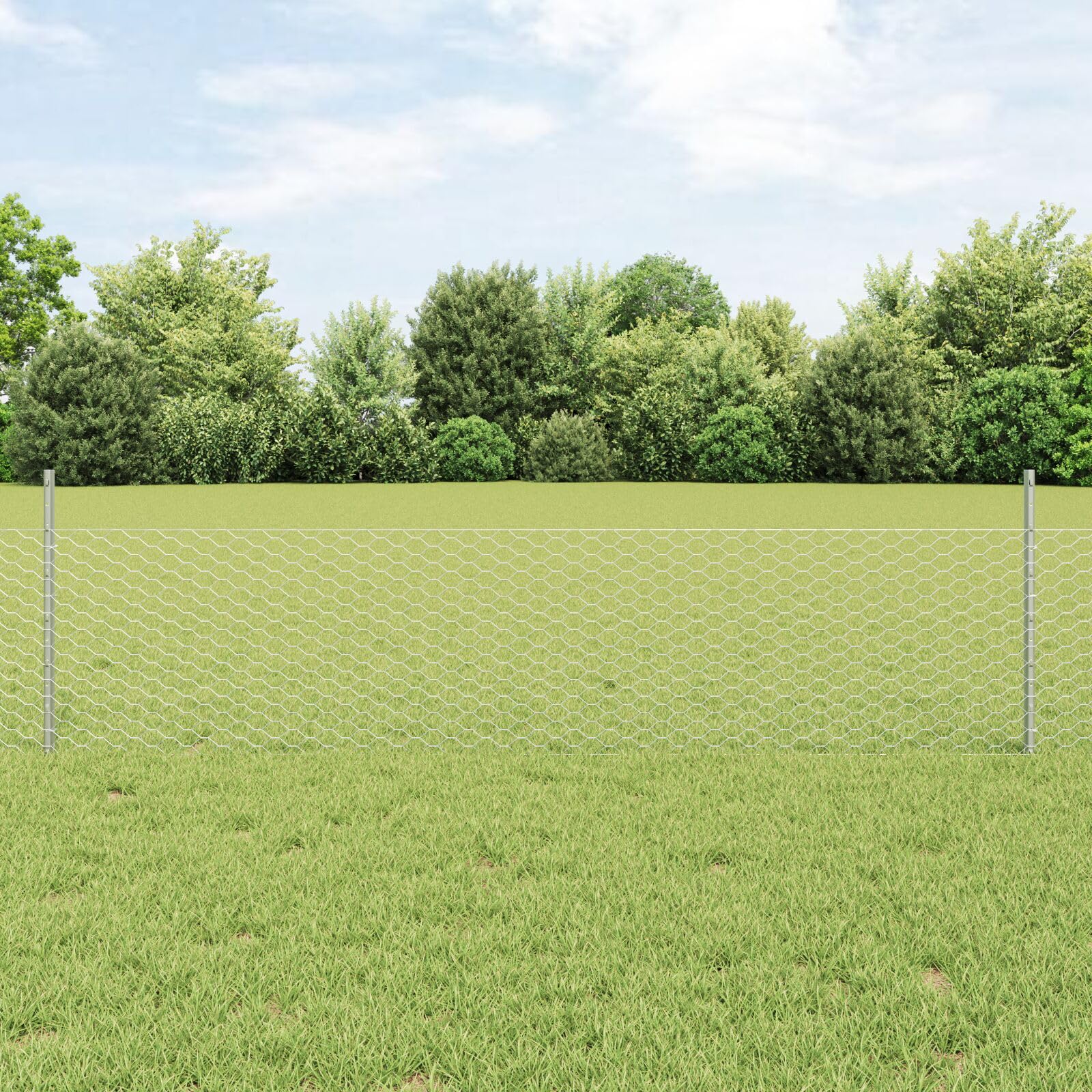 Pali per Recinzione 5 PCS U-Channel 60 cm Acciaio Zincato, Recinzione Esagonale 0.5x10 m Acciaio Zincato,Barre per ringhiere e staccionate,Pali di Recinzione-3336952