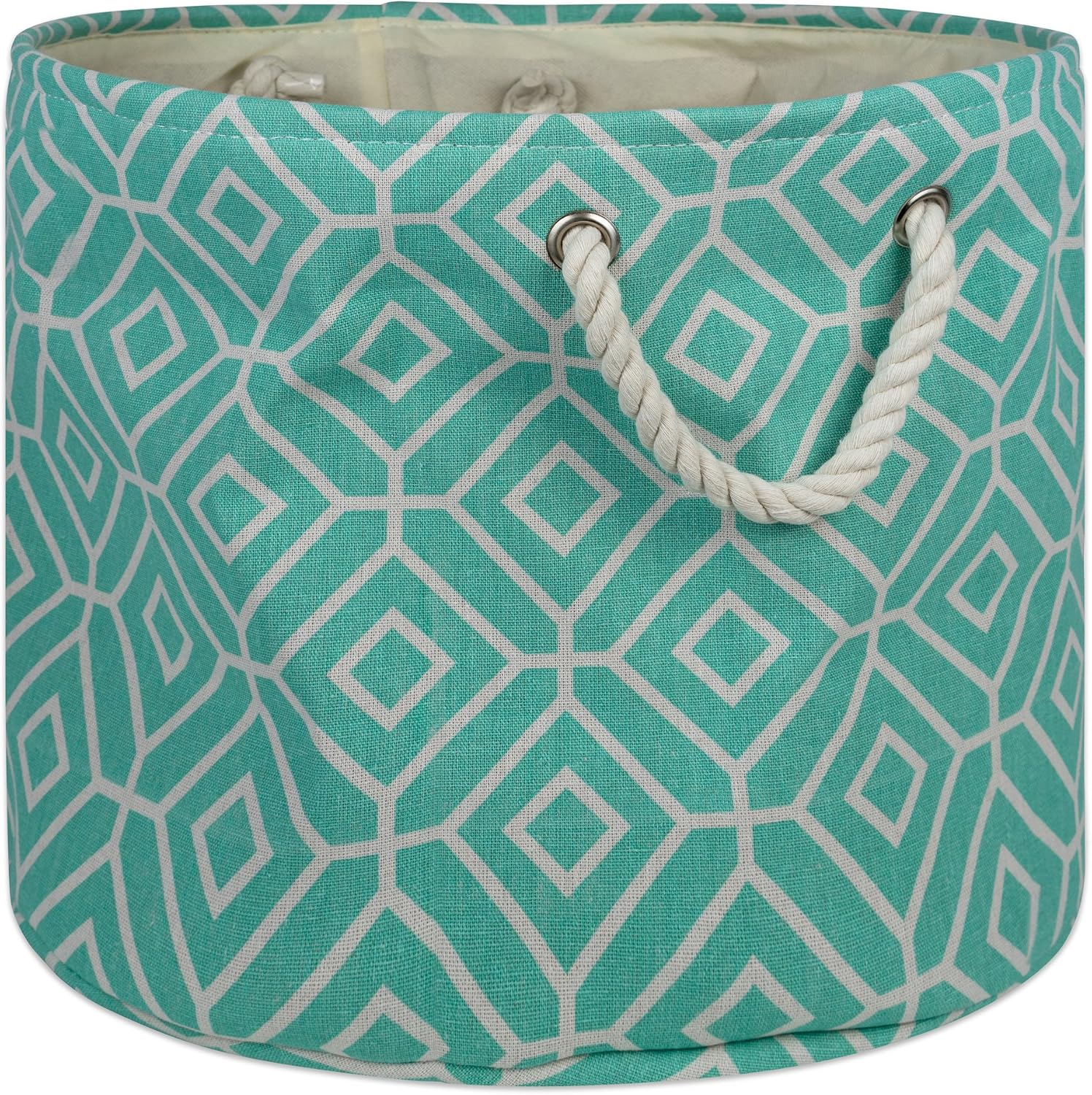 DII Collapsible Polyester Storage Bin, Stained Glass, Aqua, Large Round