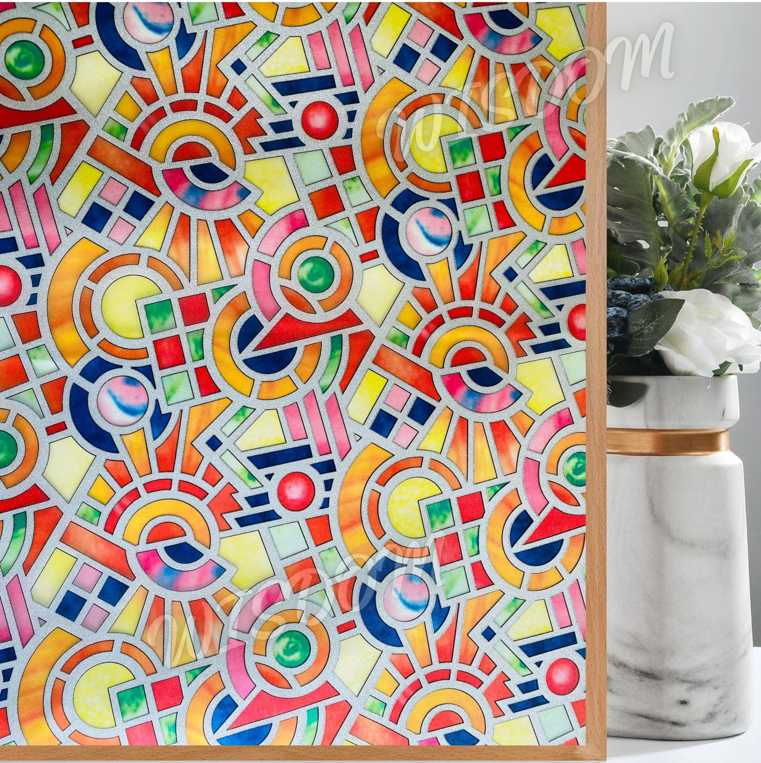 WISDOM Color Geometry Pattern Window Glass Frosted Film 12x50 Static Cling Window Glass Sticker (B0CY2N8X99) Amazon Price History, Amazon Price Tracker