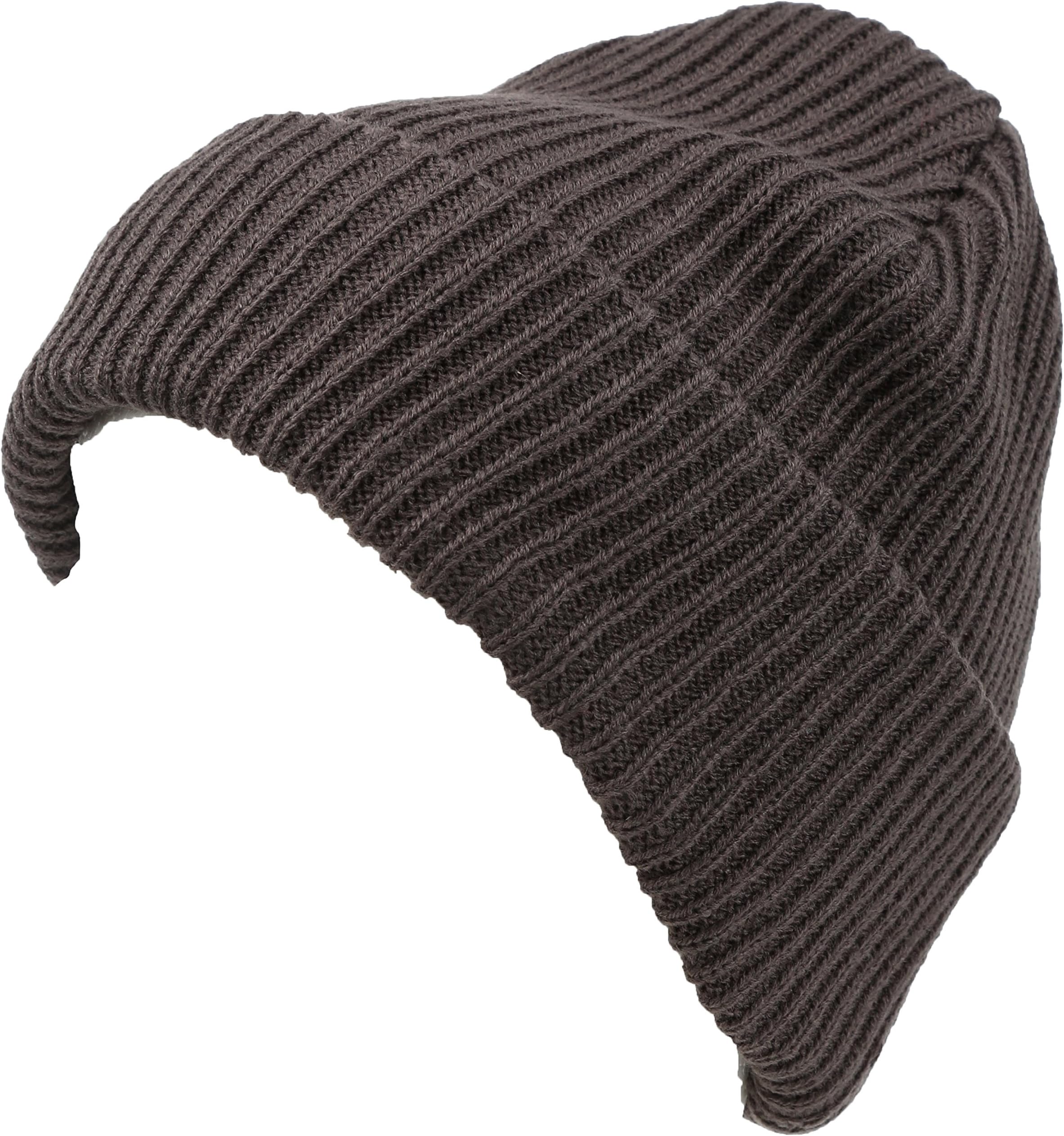 SakkasMig Solid Ribbed Knit Fold Over Unisex Long Tall Fit Fishermans Beanie Hat