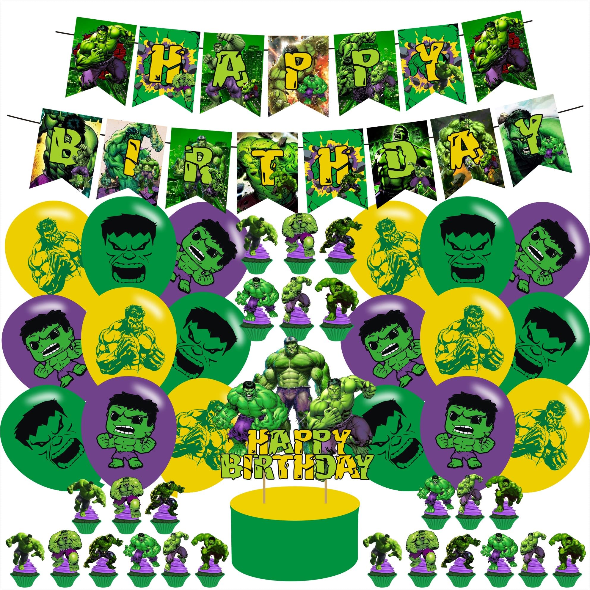 Green Hero Birthday Decoration,Green Hero Party Decorations Include Banner,Cake Toppers and Ballons for Hero Birthday Supplies