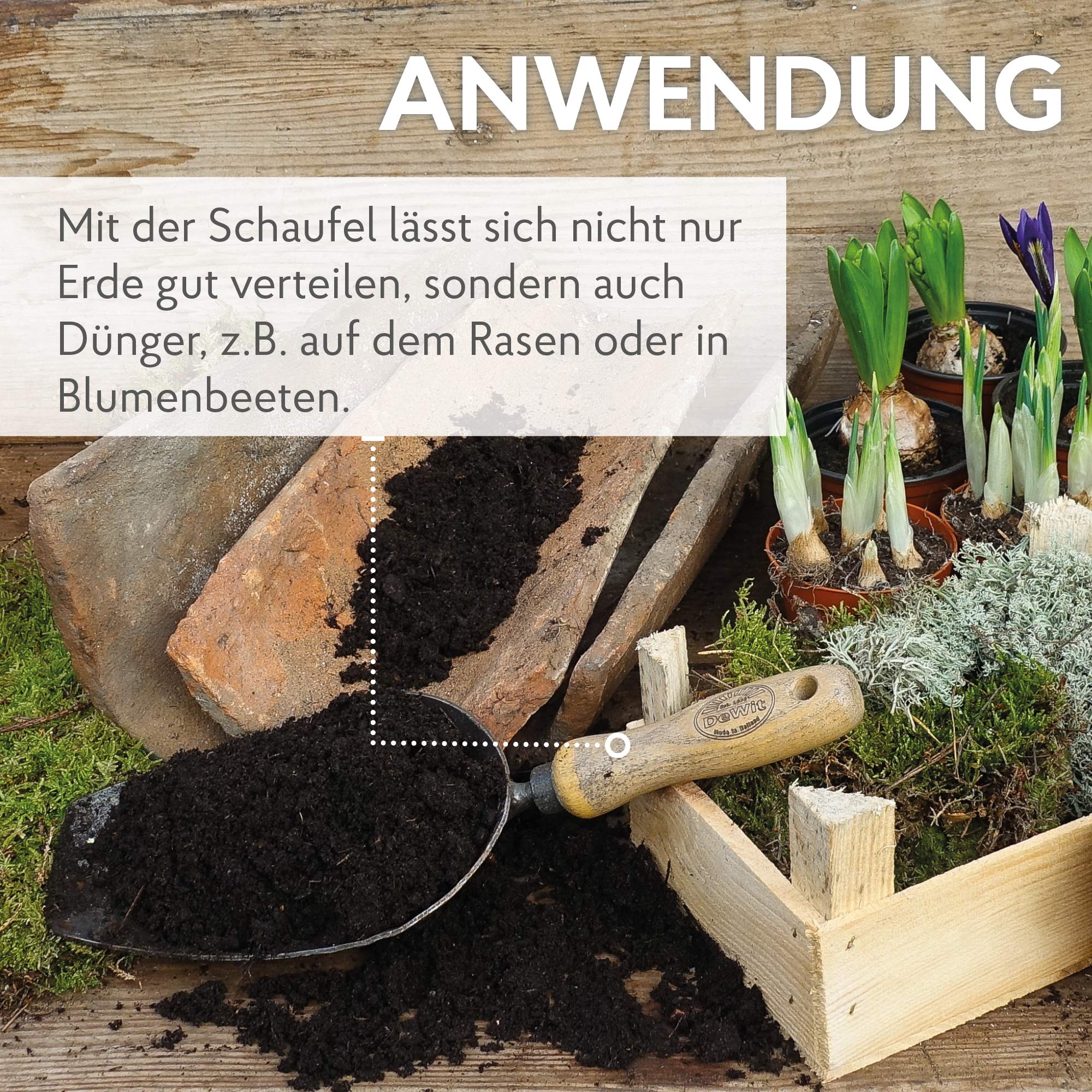 DeWit Gartenschaufel klein 34 cm Borstahl FSC Handschaufel Blumenkelle Holzgriff Made in Holland