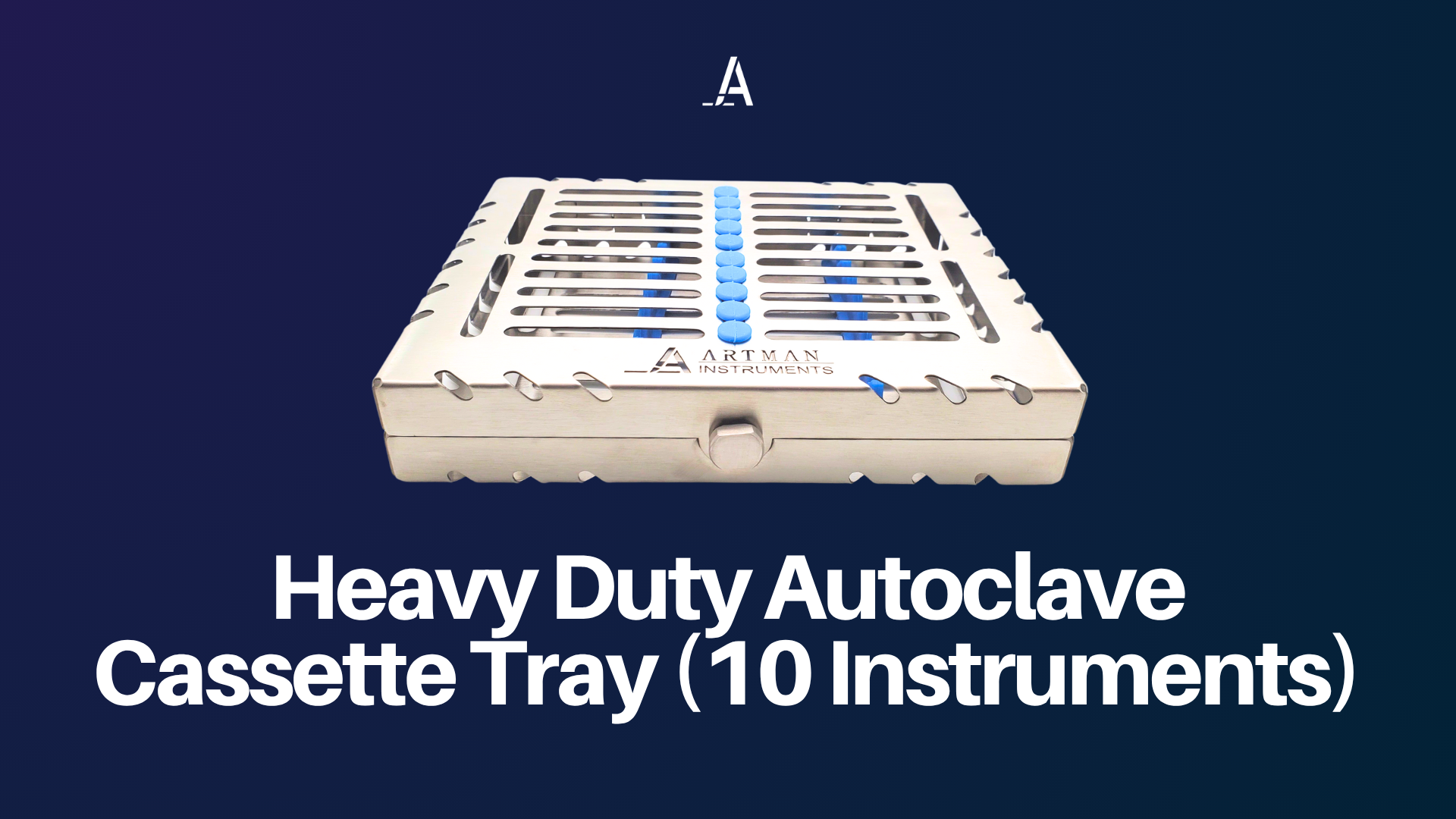 German Dental Autoclave Sterilization Cassette Rack - Holds 7 Instruments, Blue (Cynamed PR-010) 9 thumbnail image