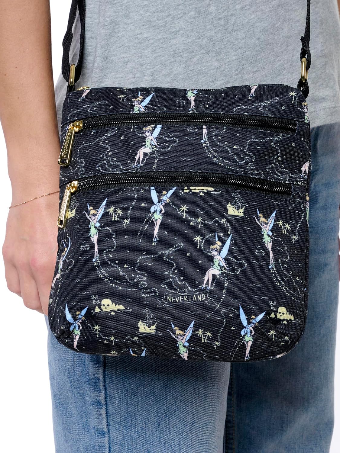 Loungefly Disney Tinker Bell Passport Crossbody Bag Neverland Map Print