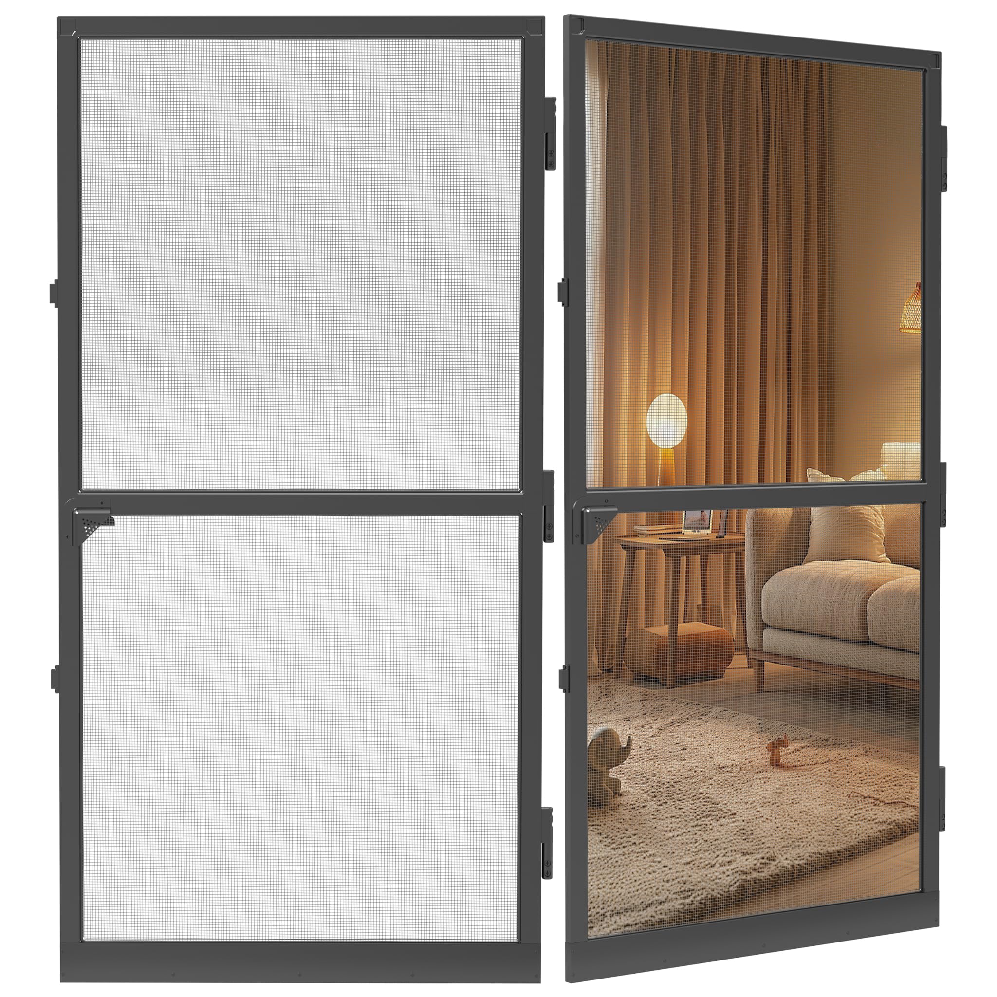 Moskitiera do drzwi do drzwi do 120 x 240 cm, z aluminiową ramą, zestaw do samodzielnego budowania z tkaniny z włókna szklanego, ochrona przed owadami, czarna