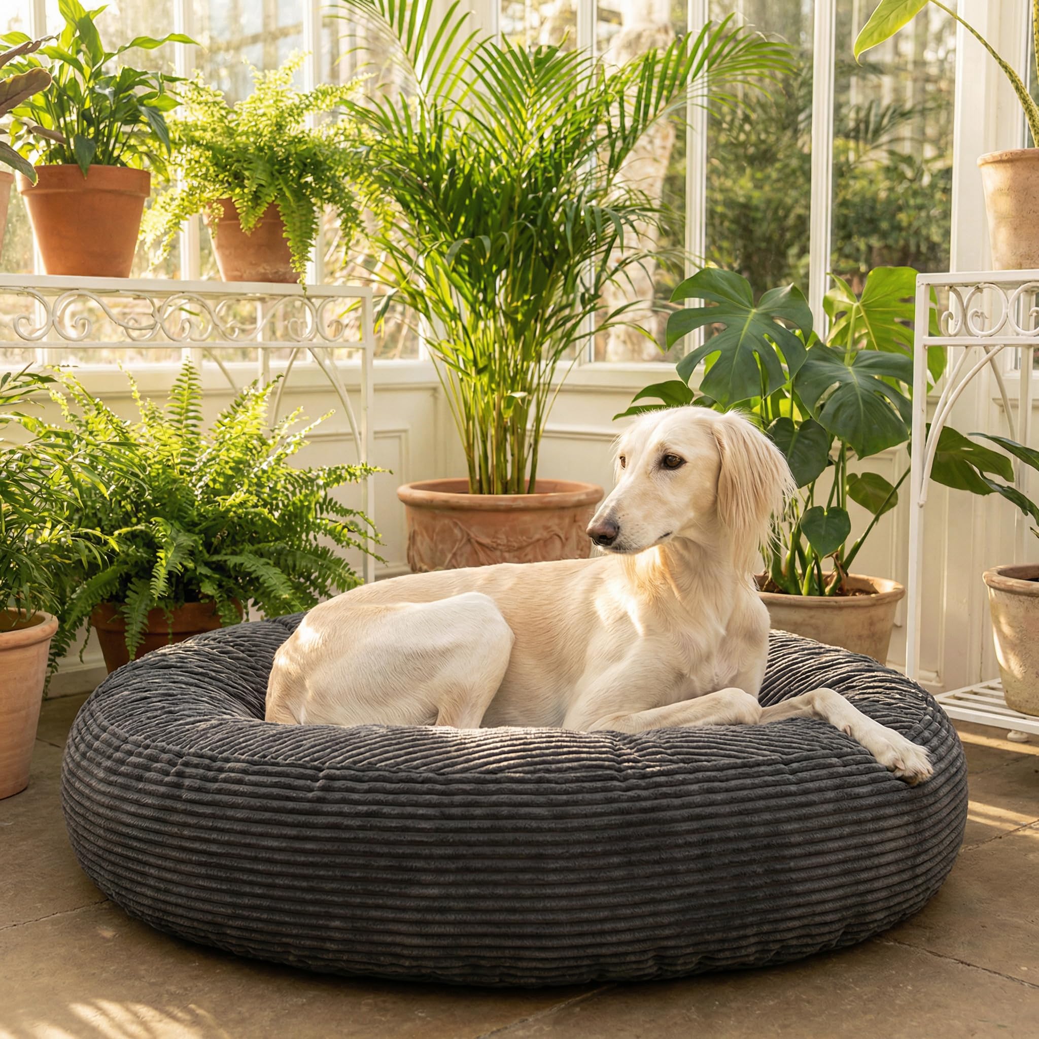 EDEL&SCHNELL Hundebett Wechselbezug in Dunkelgrau, Ersatzbezug für runde Hundebetten 90 cm, Bezug aus weichem Baumwoll-Cord-Stoff