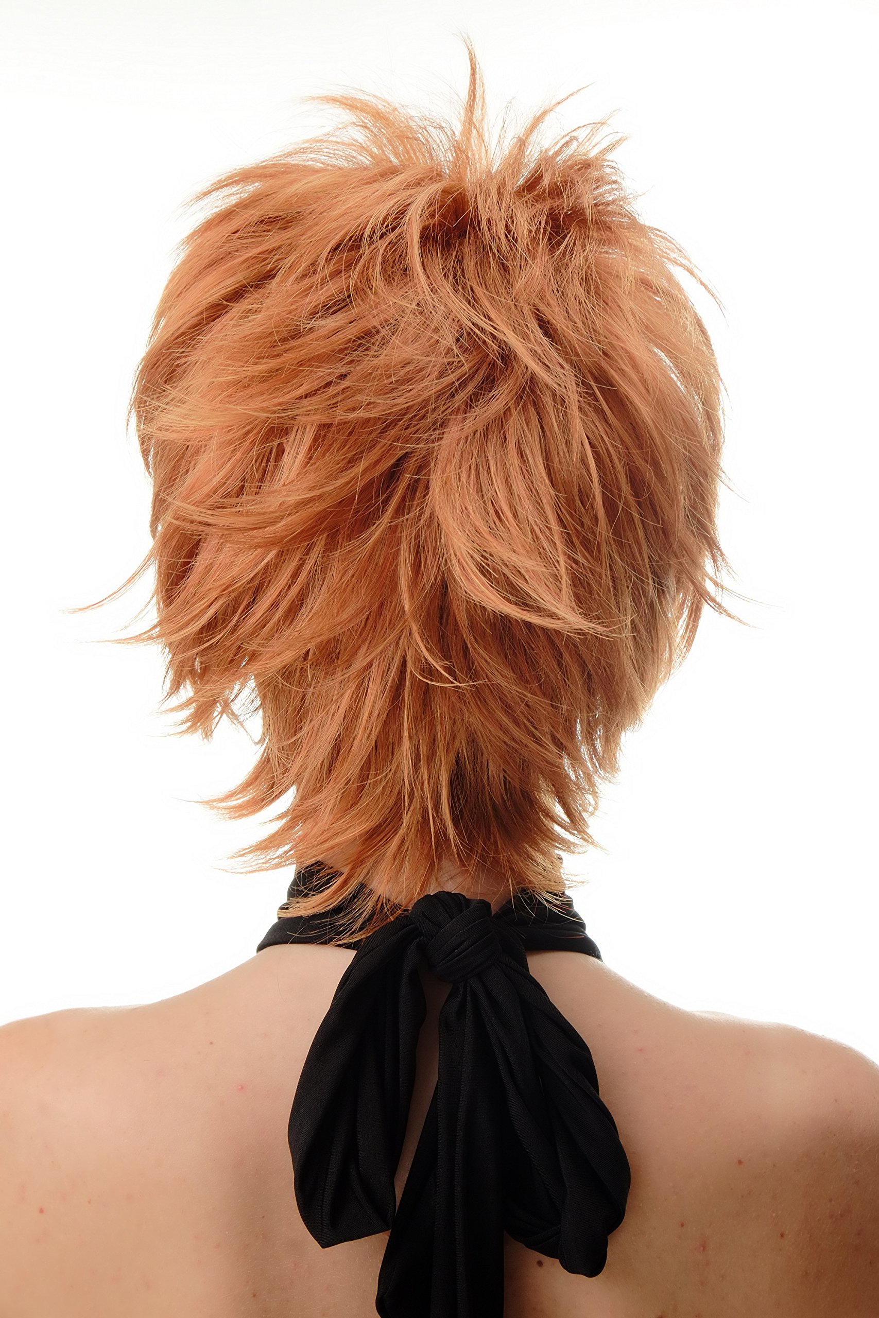 Perruque Avec Bandana Blonde Clair Mèches Cuivrées - Synthétique, Taille Moyenne, Neuve