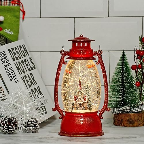 Miniatura 53 de Linterna musical de globo de nieve de Navidad, linterna giratoria brillante de 12 pulgadas con temporizador de 6 horas, alimentado por USB