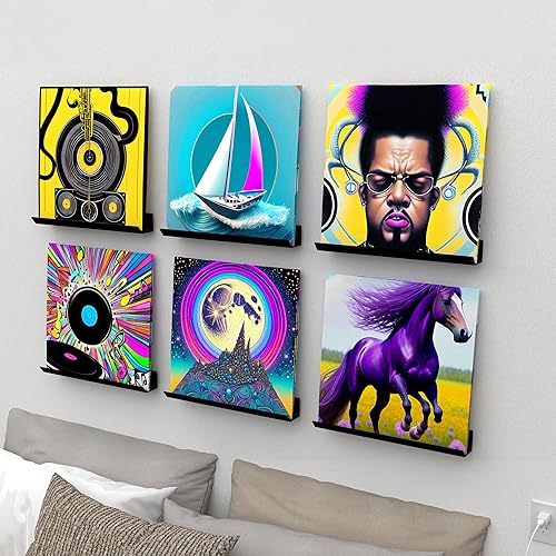 Miniatura 2 de MyLifeUNIT Soporte de pared para discos de vinilo, estante acrílico negro de 12 pulgadas, paquete de 6 soportes de pared para discos de vinilo para