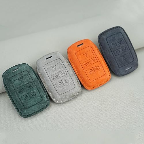 Miniatura 8 de SANRILY Funda de cuero de gamuza para llavero Land Range Rover Discovery Rover Sport 2018 2019 y Jaguar XF 2021 sin llave, protección completa,