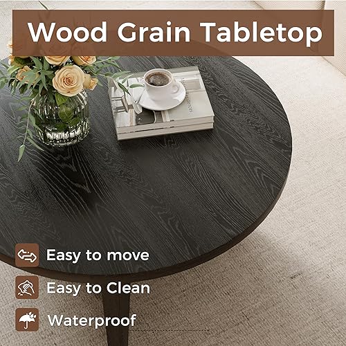 Miniatura 6 de Luoxiao Mesa auxiliar de 27.5 pulgadas para espacios pequeños, mesa moderna minimalista para sala de estar, mesa auxiliar redonda pequeña duradera y