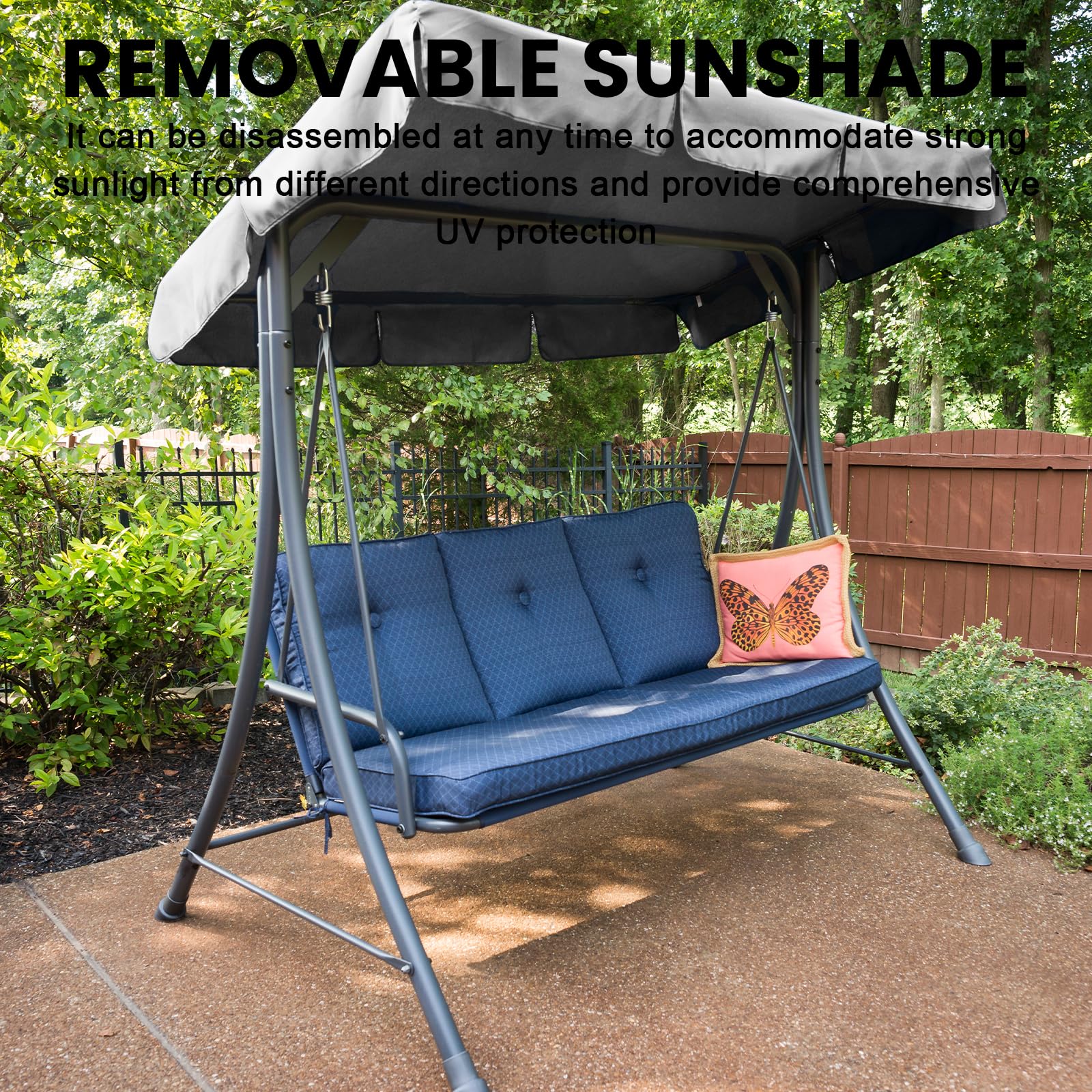 Capota para Columpio De Patio: Universal Toldo Fundas para Balancines 210 X 145 cm, Cubierta del Toldo para Columpio, Cubierta Toldos para Columpios Impermeable (Gris)