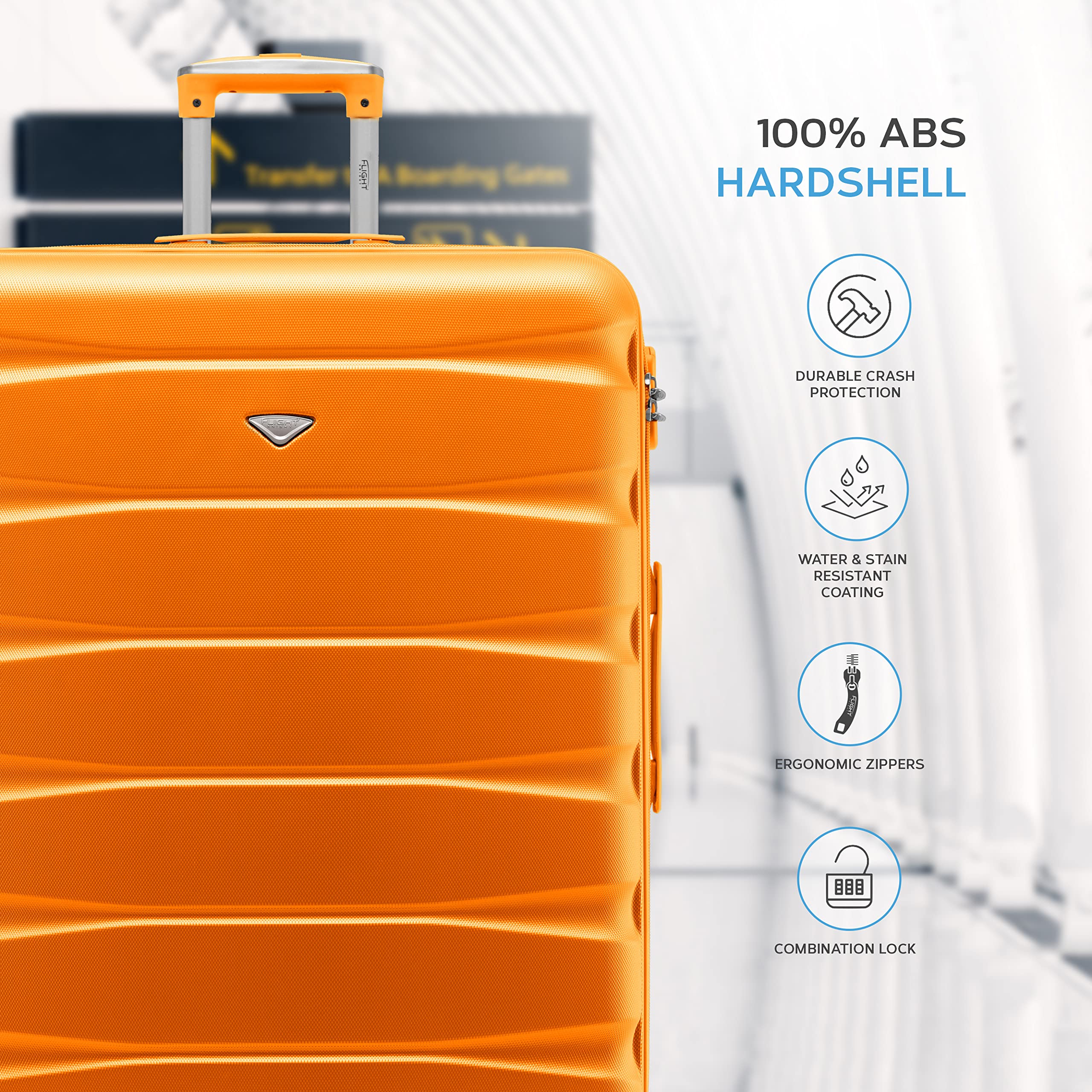 Flight Knight ABS 3 Tailles Valise Legere Compatible avec Air France, Hop! easyJet, RyanAir Et Bien d'autres! Bagage a Main 55x35x20 cm Et Bagage en Soute Grande avec 4 Roues.
