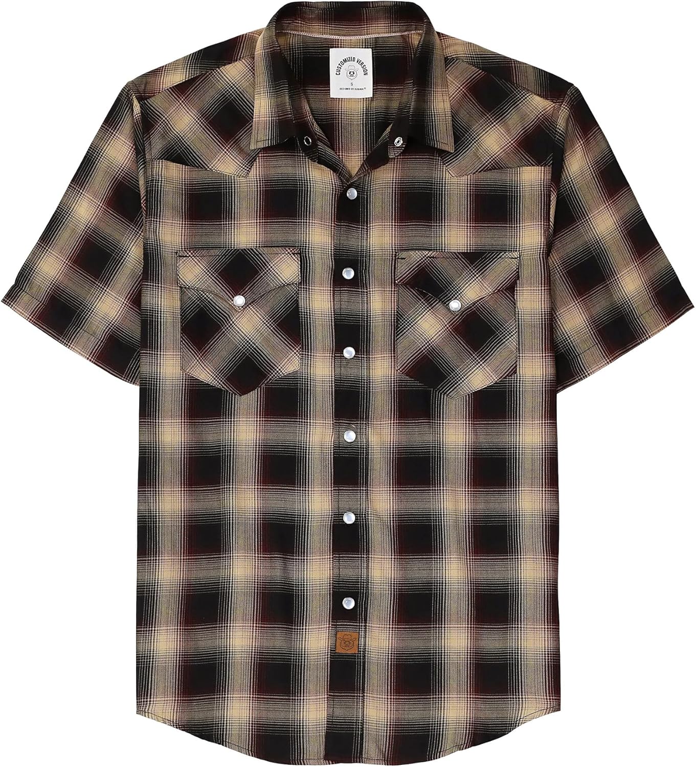 Dubinik®50% Viscose derived from Bamboo,50% Polyester Mens Short Sleeve Western Cowboy Pearl Snap Casual Plaid Shirts for Men