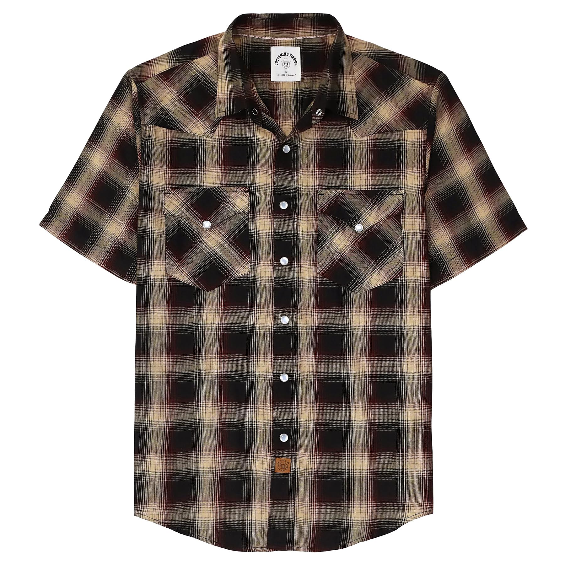 Dubinik®Camicia Uomo Manica Corta Fibra di bambù Casual Quadretti Comoda Bottoni Automatici Cowboy Western Vintage Camicia