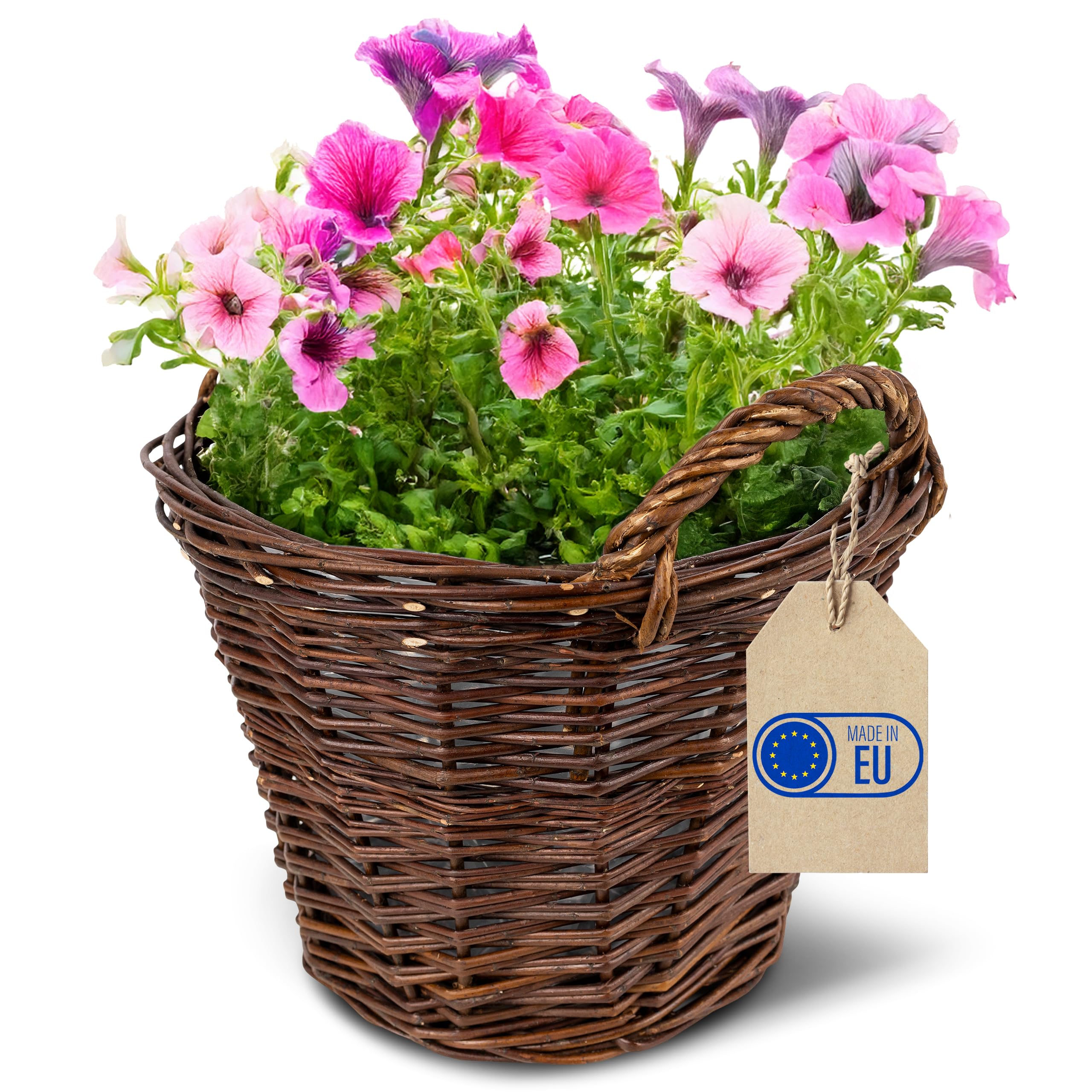 Creative Home Pot de Fleurs en Osier Foncé | Hauteur 30 cm